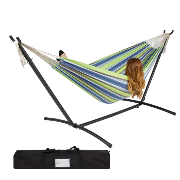 Adjustable stand with hammock in set